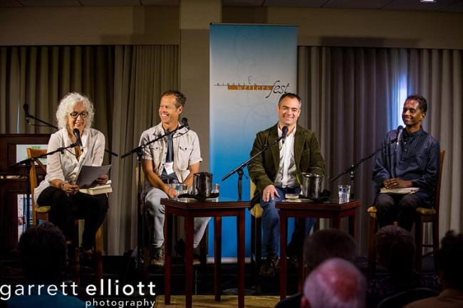 On stage with Merilyn Simonds, Glenn Dixon and Shyam Selvadurai.